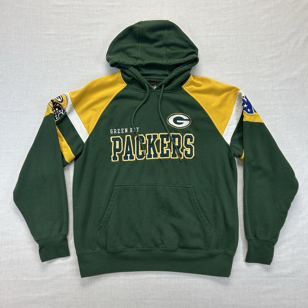 Green Bay Packers NFL Team Apparel Hoodie Men's Large Embroidered Patch Pullover